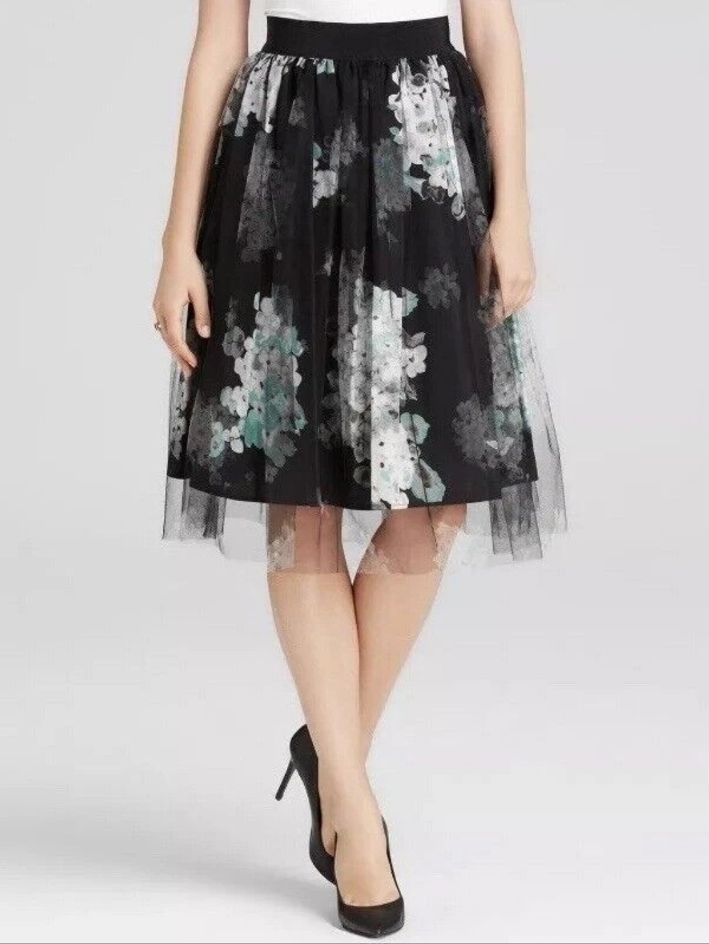Milly Floral Two Piece Set Size 4 Tulle Skirt And Crop Top